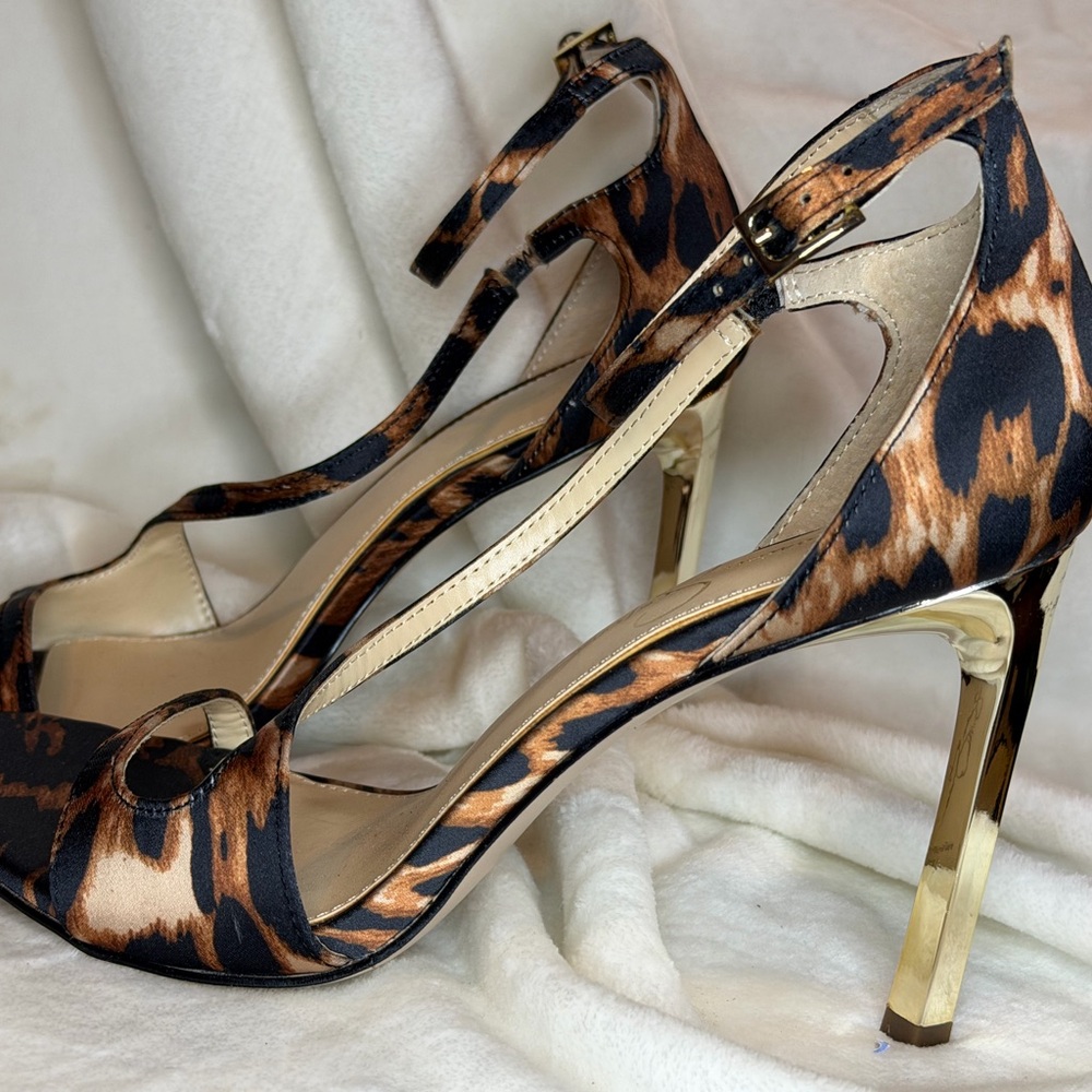 Jessica Simpson Qamille Leopard Print Strappy Stiletto Heels size 8 new - Picture 3 of 15